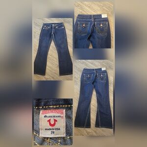 True Religion Women's Dark Blue Boot Cut Jeans, size 28, inseam 27.5"